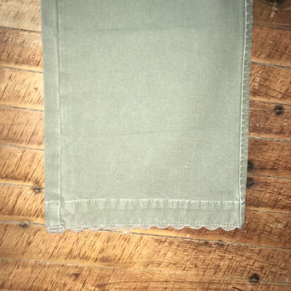 Sundance green khaki cropped, wide leg Rick rack trimmed pants - Picture 3 of 6